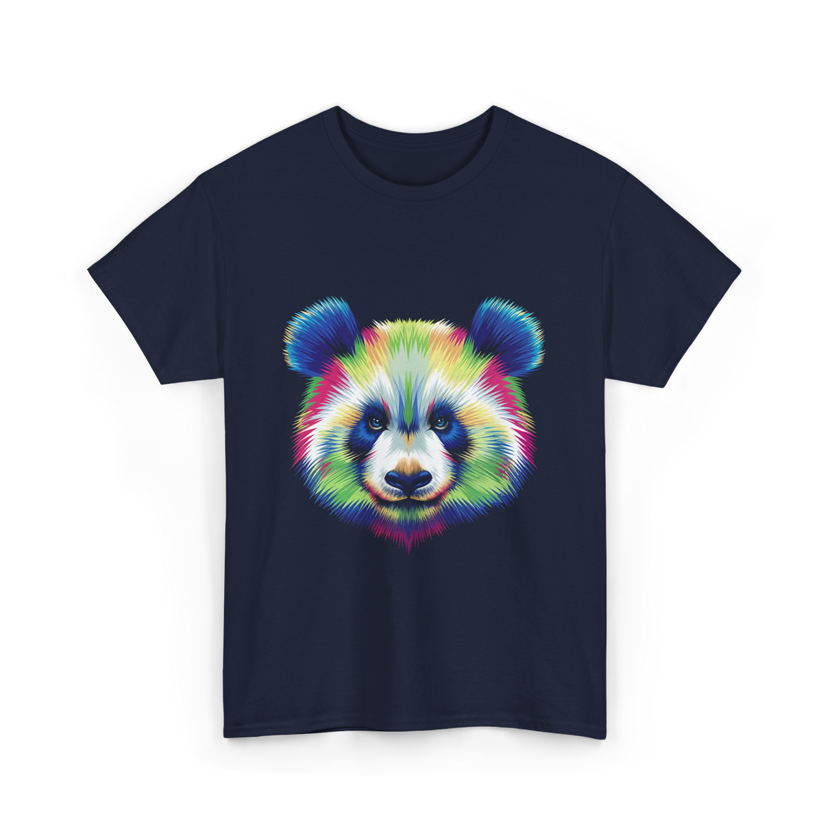 Rainbow Panda Head Panda T-Shirt - Navy