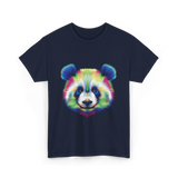 Rainbow Panda Head Panda T-Shirt - Navy