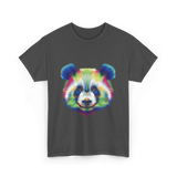 Rainbow Panda Head Panda T-Shirt - Dark Heather