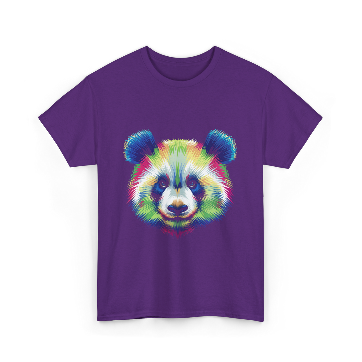 Rainbow Panda Head Panda T-Shirt - Purple