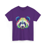 Rainbow Panda Head Panda T-Shirt - Purple