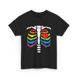 Rainbow Skeleton Heart Pride T-Shirt - Black