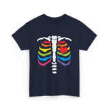 Rainbow Skeleton Heart Pride T-Shirt - Navy