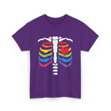 Rainbow Skeleton Heart Pride T-Shirt - Purple