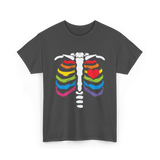 Rainbow Skeleton Heart Pride T-Shirt - Dark Heather