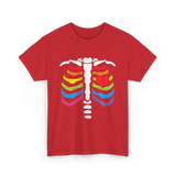 Rainbow Skeleton Heart Pride T-Shirt - Red