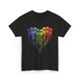 Rainbow Skull Heart LGBT Support T-Shirt - Black