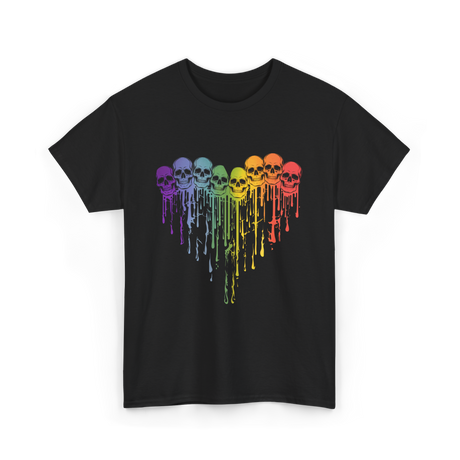 Rainbow Skull Heart LGBT Support T-Shirt - Black