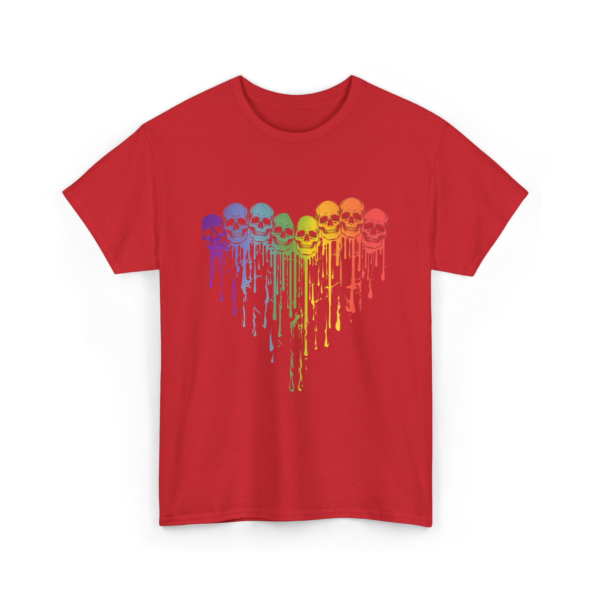 Rainbow Skull Heart LGBT Support T-Shirt - Red