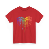 Rainbow Skull Heart LGBT Support T-Shirt - Red