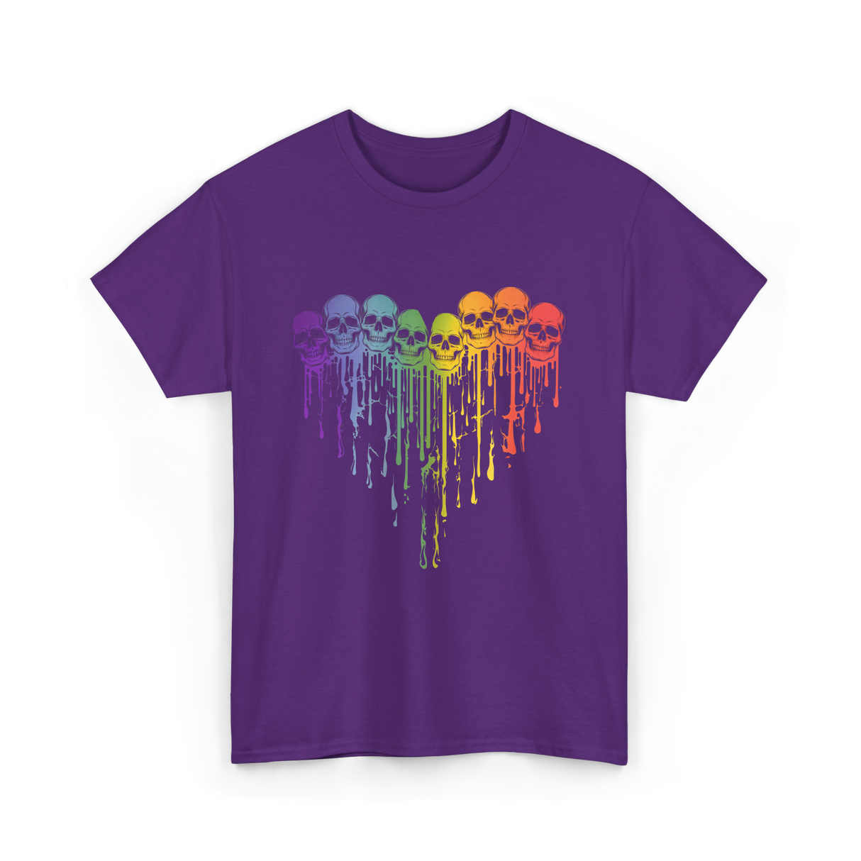 Rainbow Skull Heart LGBT Support T-Shirt - Purple