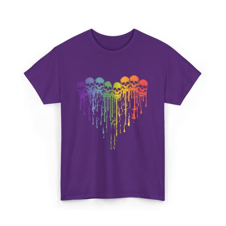 Rainbow Skull Heart LGBT Support T-Shirt - Purple