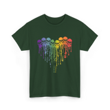 Rainbow Skull Heart LGBT Support T-Shirt - Forest Green