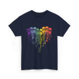 Rainbow Skull Heart LGBT Support T-Shirt - Navy