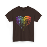 Rainbow Skull Heart LGBT Support T-Shirt - Dark Chocolate