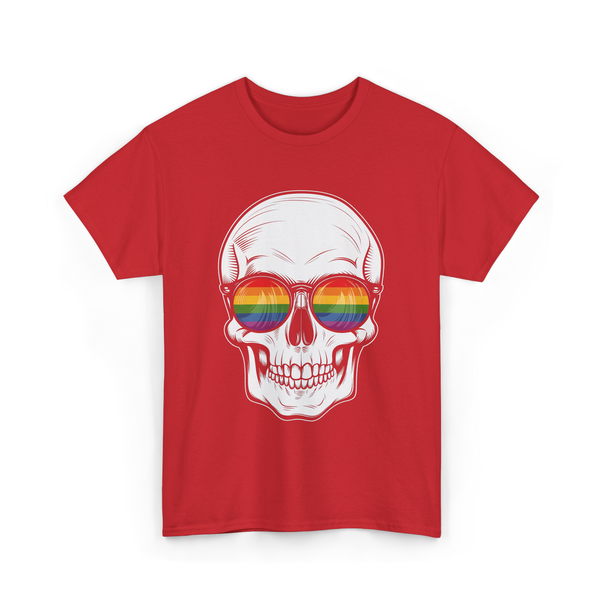 Rainbow Skull LGBT Pride T-Shirt - Red