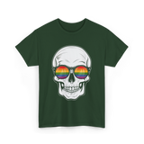 Rainbow Skull LGBT Pride T-Shirt - Forest Green