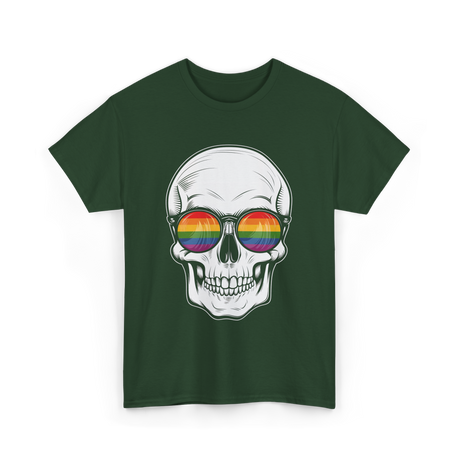 Rainbow Skull LGBT Pride T-Shirt - Forest Green