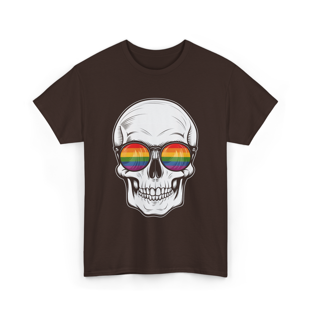 Rainbow Skull LGBT Pride T-Shirt - Dark Chocolate