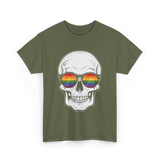 Rainbow Skull LGBT Pride T-Shirt - Military Green