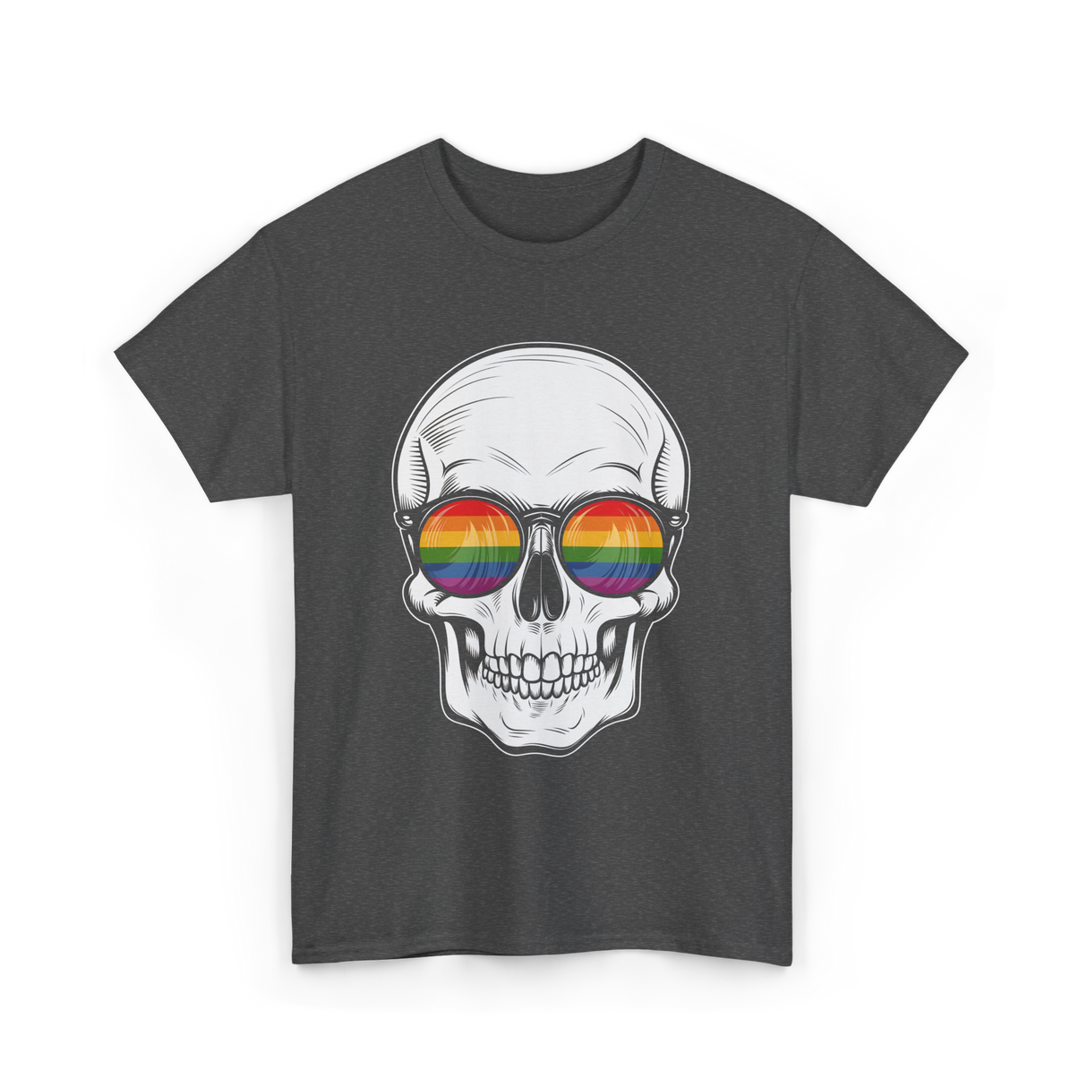 Rainbow Skull LGBT Pride T-Shirt - Dark Heather