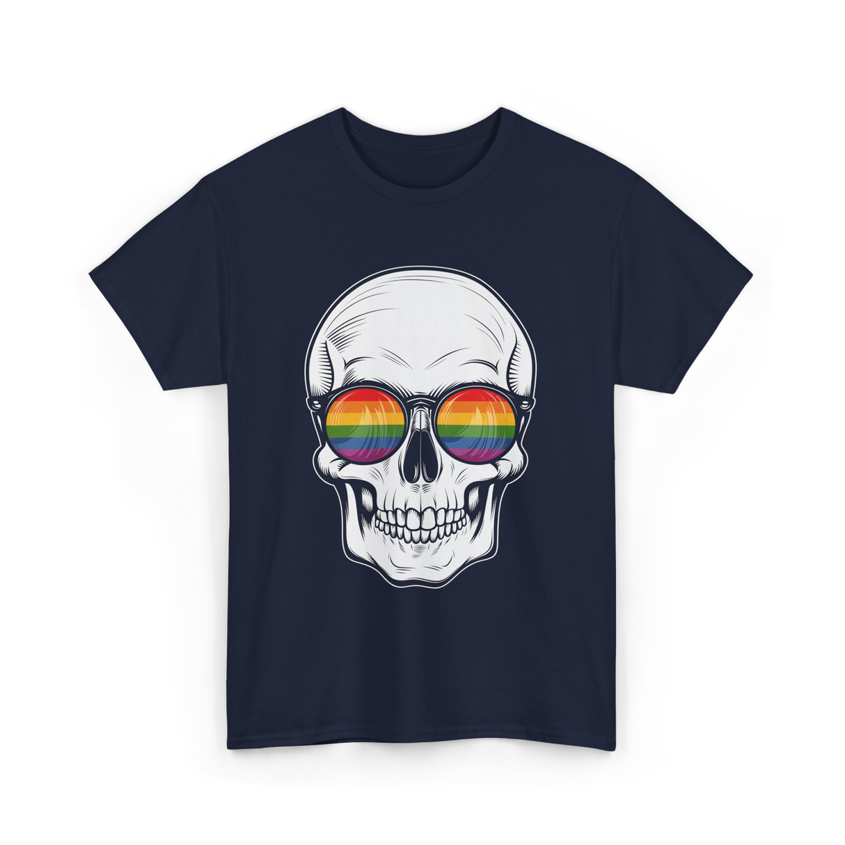 Rainbow Skull LGBT Pride T-Shirt - Navy