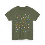 Rainbow Sprinkles Ice Cream T-Shirt - Military Green