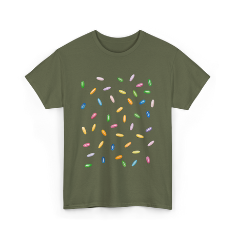 Rainbow Sprinkles Ice Cream T-Shirt - Military Green