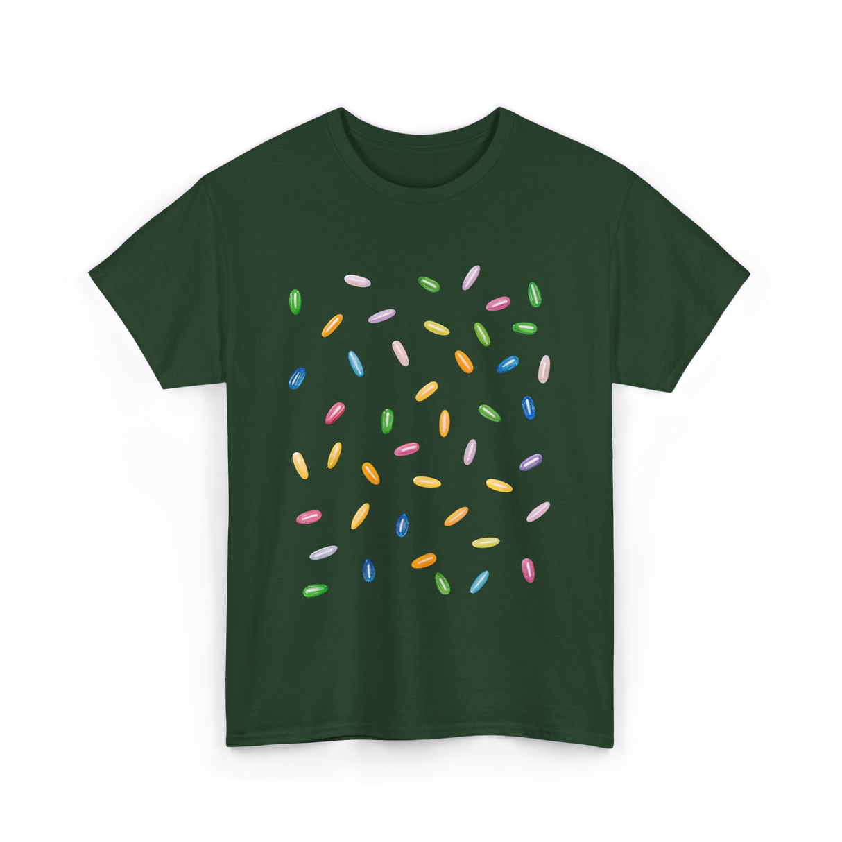 Rainbow Sprinkles Ice Cream T-Shirt - Forest Green