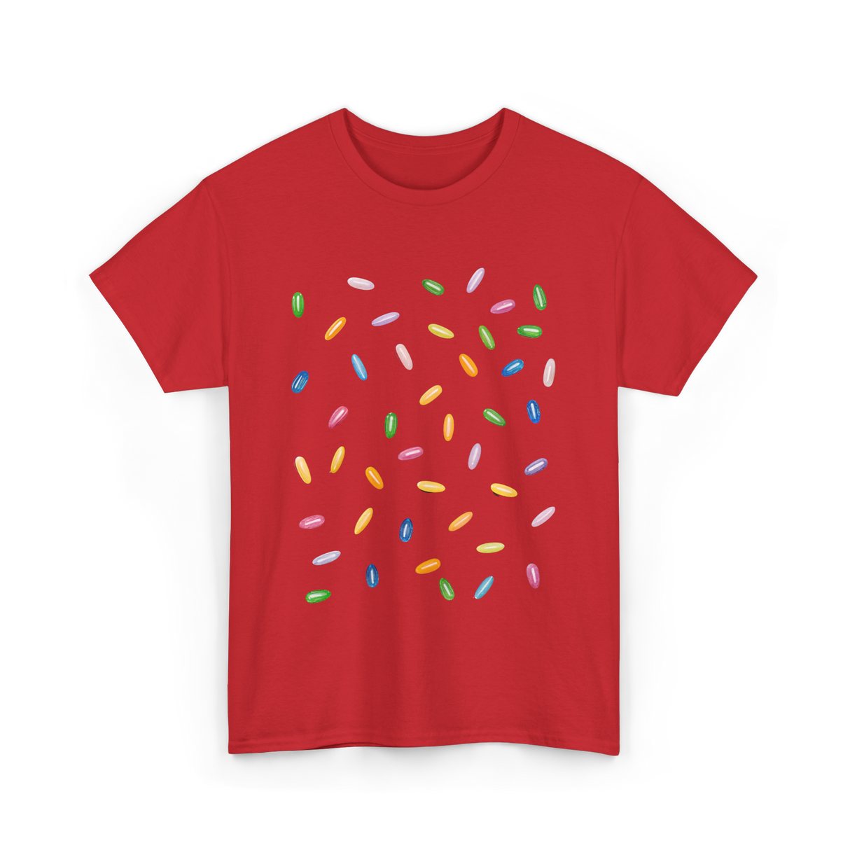 Rainbow Sprinkles Ice Cream T-Shirt - Red