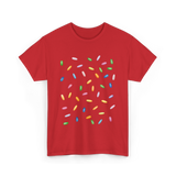 Rainbow Sprinkles Ice Cream T-Shirt - Red