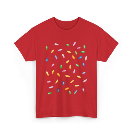 Rainbow Sprinkles Ice Cream T-Shirt - Red