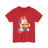 Rainbow Unicorn Heart Pride T-Shirt - Red