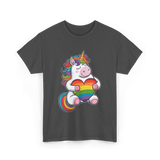 Rainbow Unicorn Heart Pride T-Shirt - Dark Heather