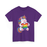 Rainbow Unicorn Heart Pride T-Shirt - Purple