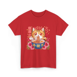 Ramen Cat Kawaii Neko T-Shirt - Red