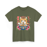 Ramen Cat Kawaii Neko T-Shirt - Military Green