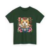 Ramen Cat Kawaii Neko T-Shirt - Forest Green