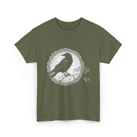 Raven Black Bird Art Raven T-Shirt - Military Green