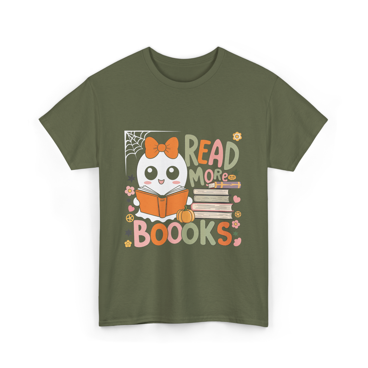 Read More Books Ghost T-Shirt - Military Green