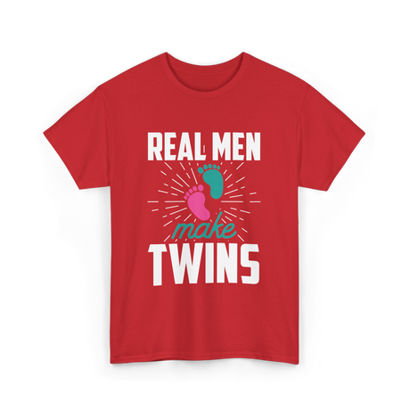 Real Men Make Twins Twin Parenting T-Shirt - Red