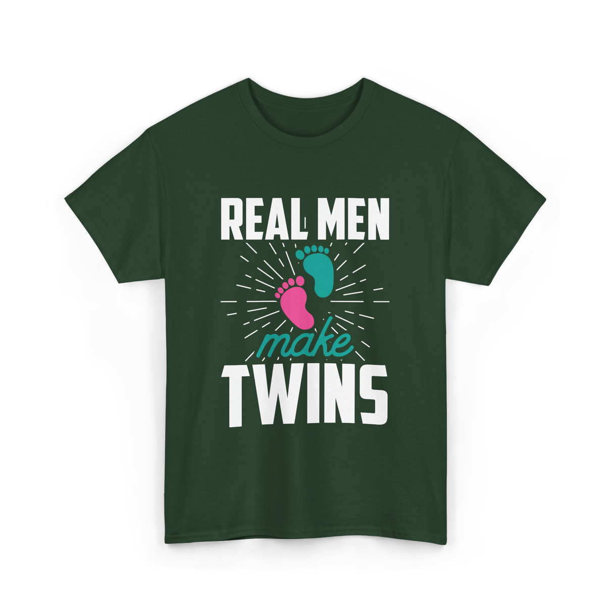 Real Men Make Twins Twin Parenting T-Shirt - Forest Green