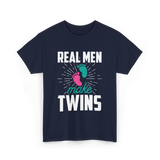 Real Men Make Twins Twin Parenting T-Shirt - Navy