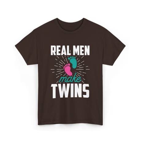 Real Men Make Twins Twin Parenting T-Shirt - Dark Chocolate