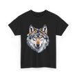 Realistic White Wolf Animal T-Shirt - Black