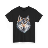 Realistic White Wolf Animal T-Shirt - Black