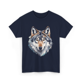 Realistic White Wolf Animal T-Shirt - Navy