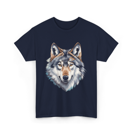 Realistic White Wolf Animal T-Shirt - Navy