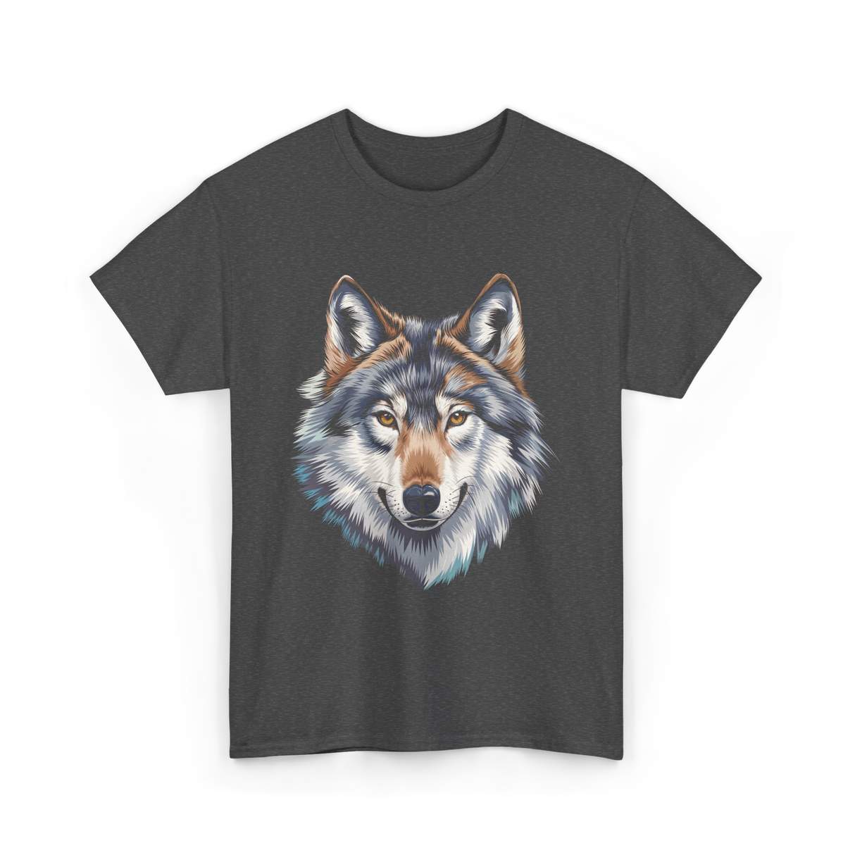 Realistic White Wolf Animal T-Shirt - Dark Heather