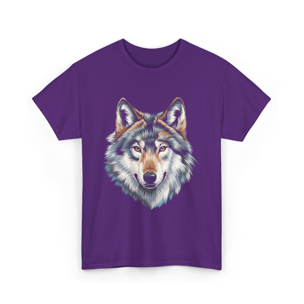 Realistic White Wolf Animal T-Shirt - Purple